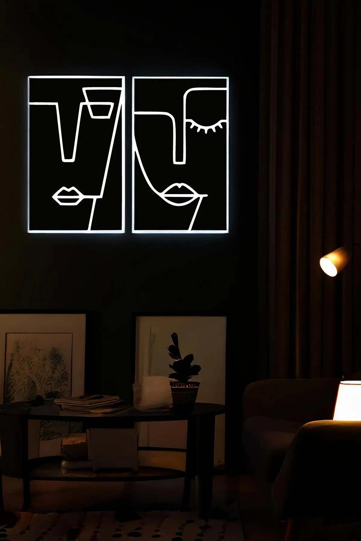 Abstract Line Art Face Duo Wall Decor