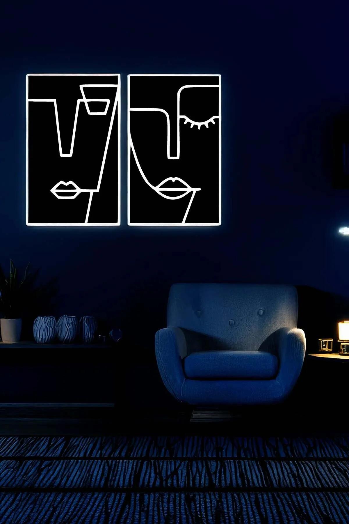 Abstract Line Art Face Duo Wall Decor