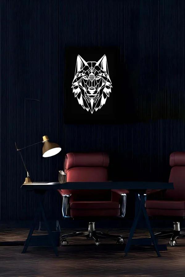 Reflective Wolf Art Panel on Faux Leather