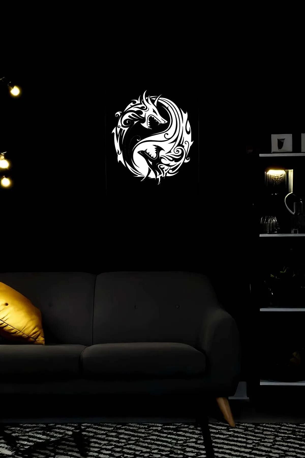 Reflective Yin Yang Dragon Wall Art Decor
