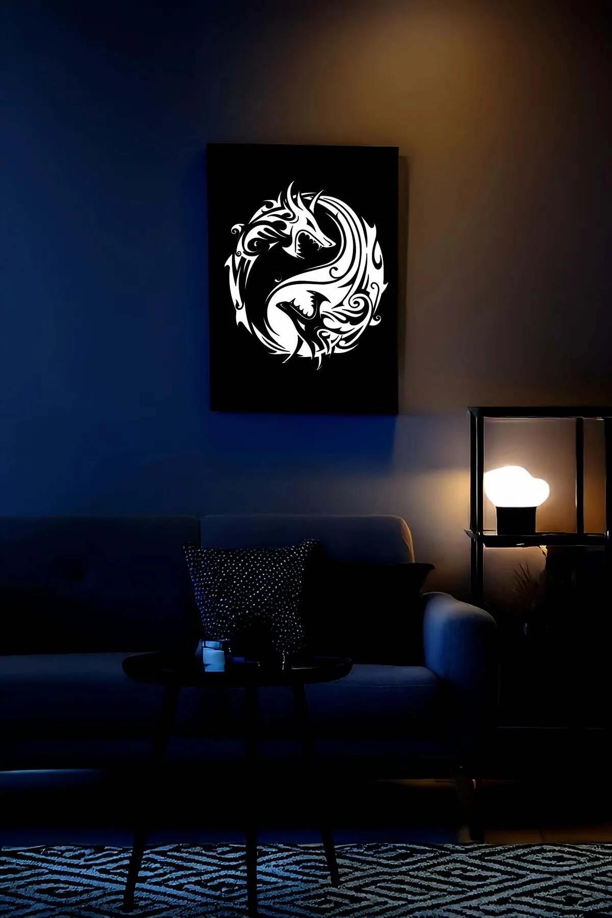 Reflective Yin Yang Dragon Wall Art Decor