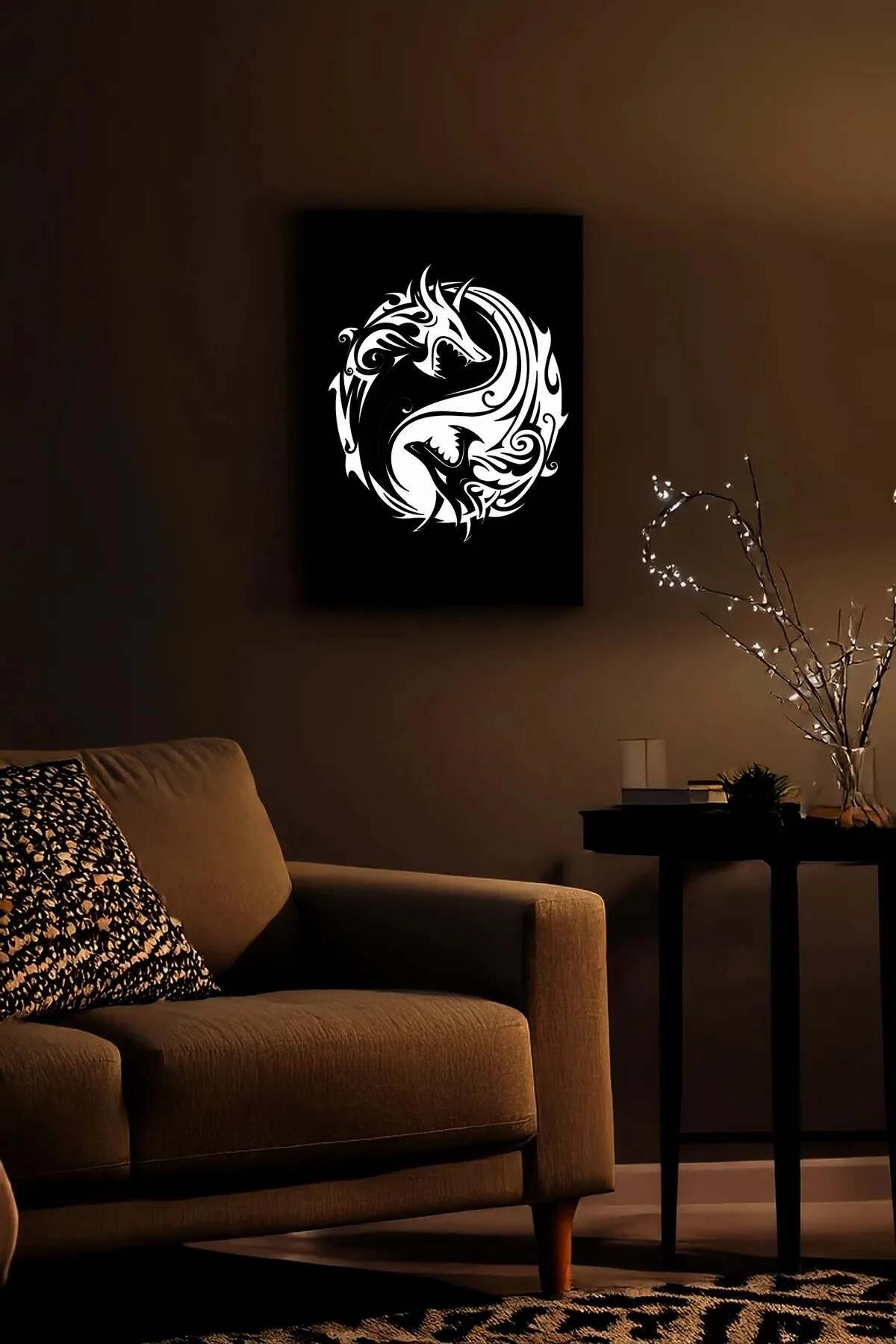 Reflective Yin Yang Dragon Wall Art Decor
