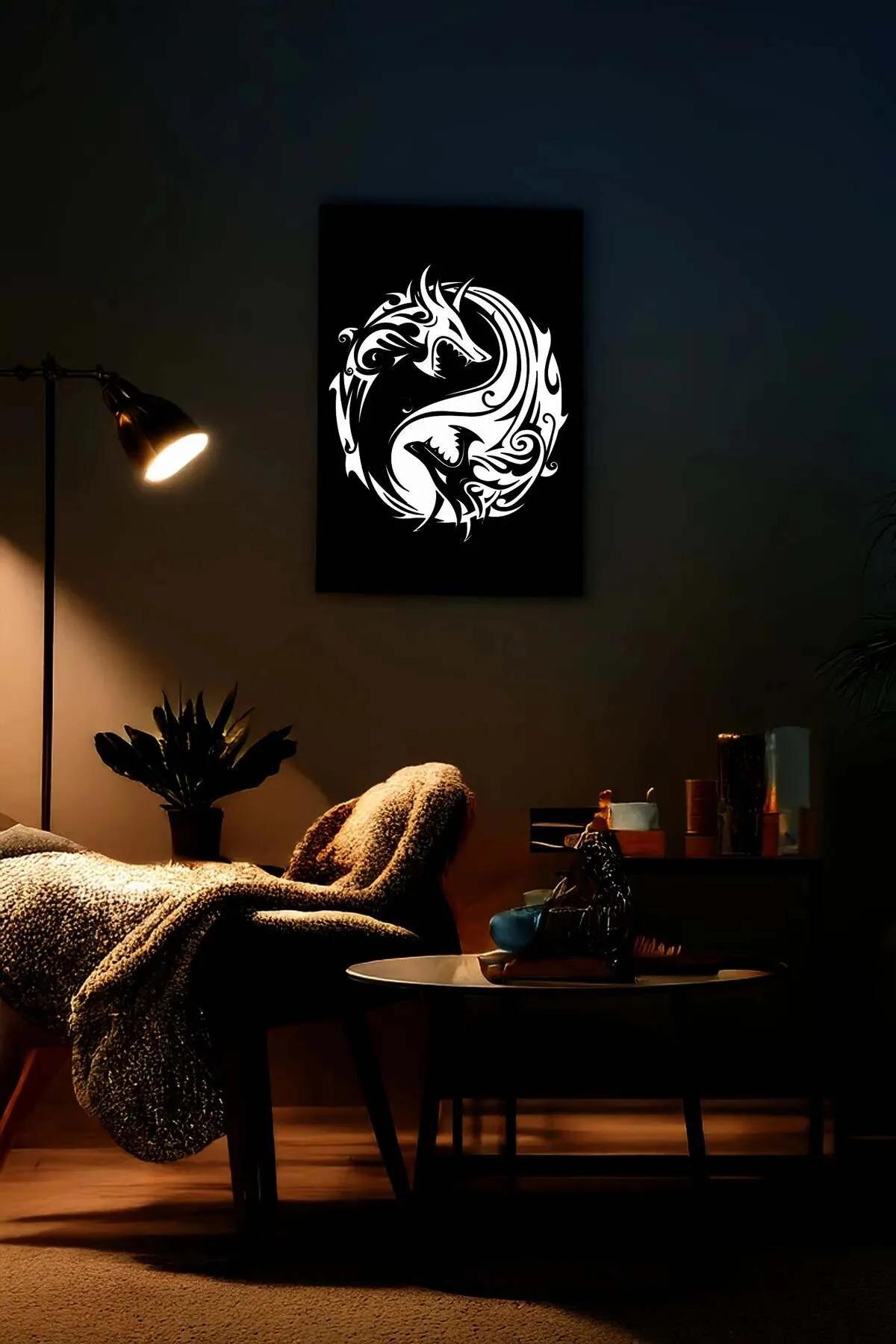Reflective Yin Yang Dragon Wall Art Decor