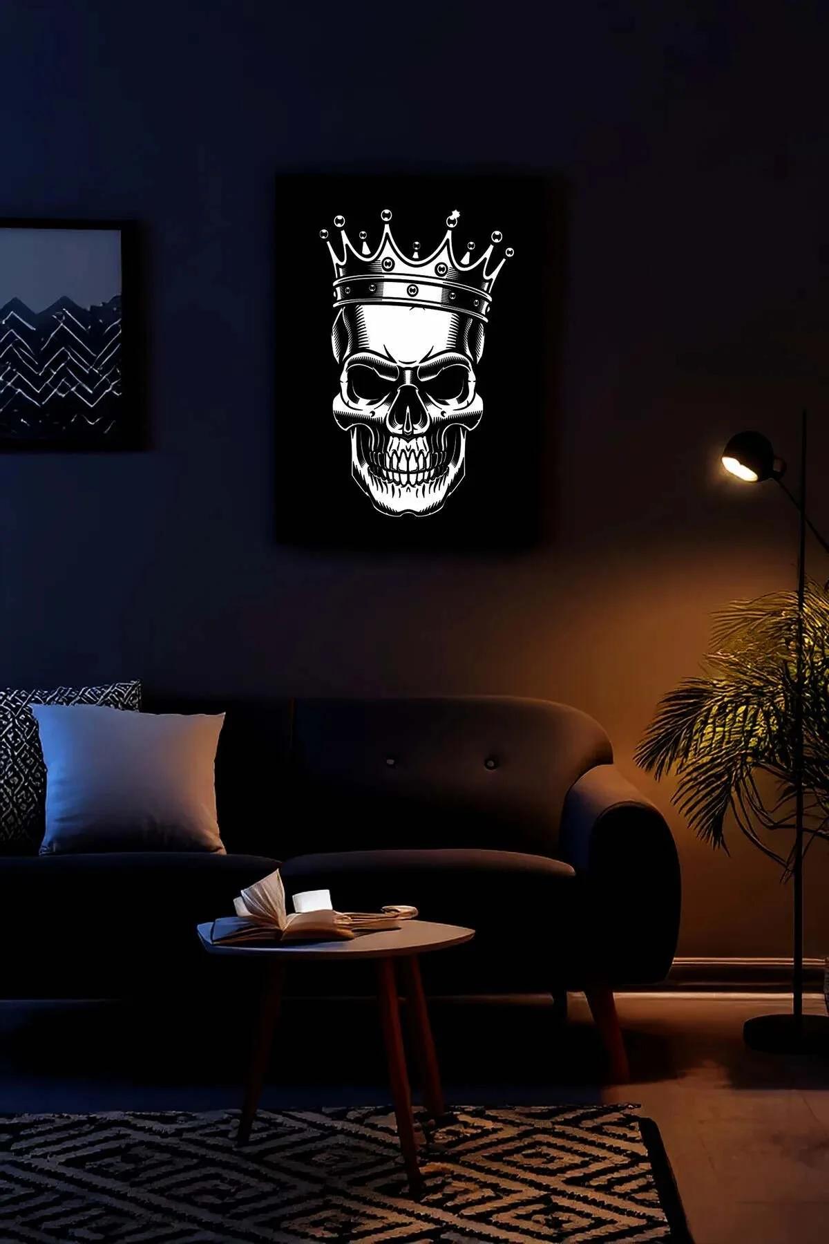 Reflective Crowned Skull Canvas Wall Art