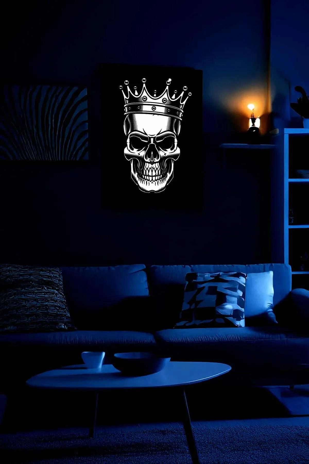 Reflective Crowned Skull Canvas Wall Art