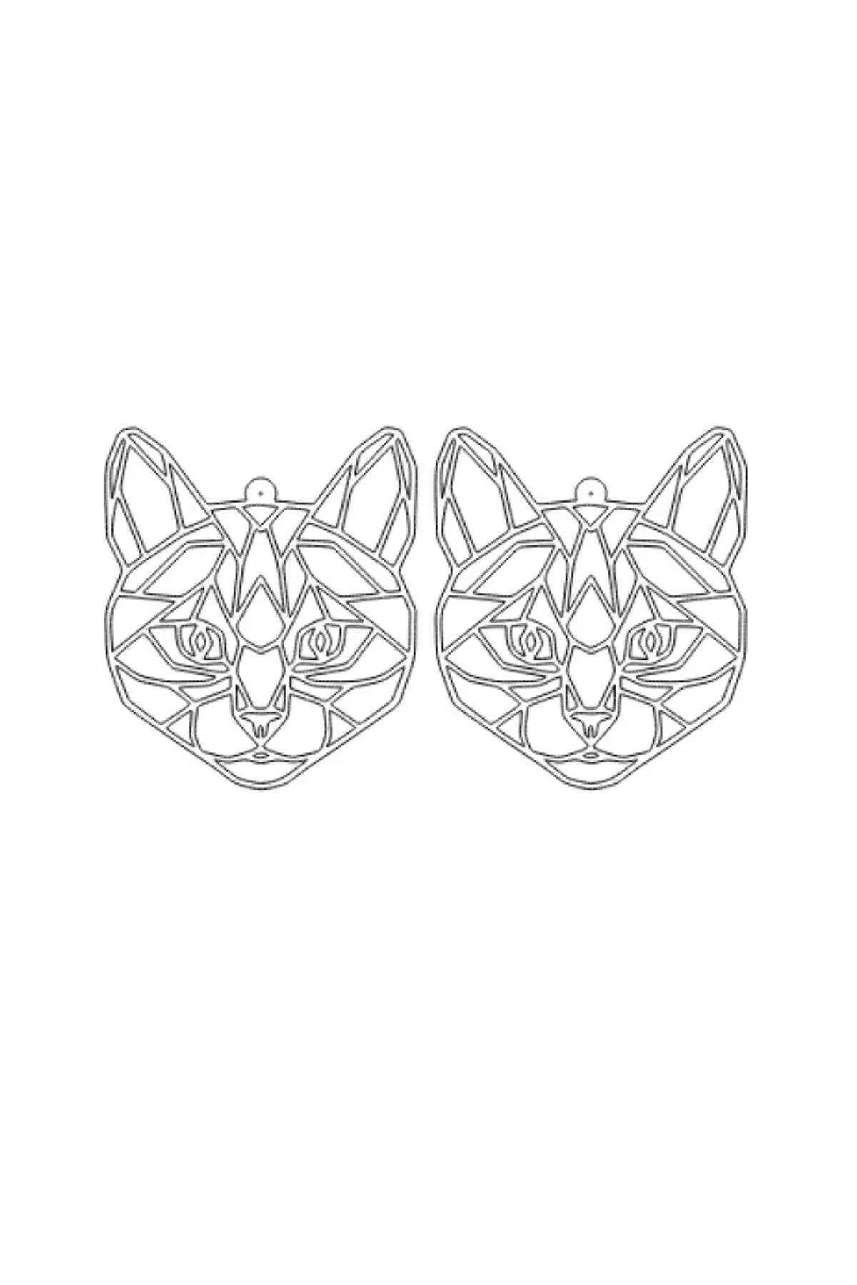 Reflective Geometric Cat Face Statement Earrings