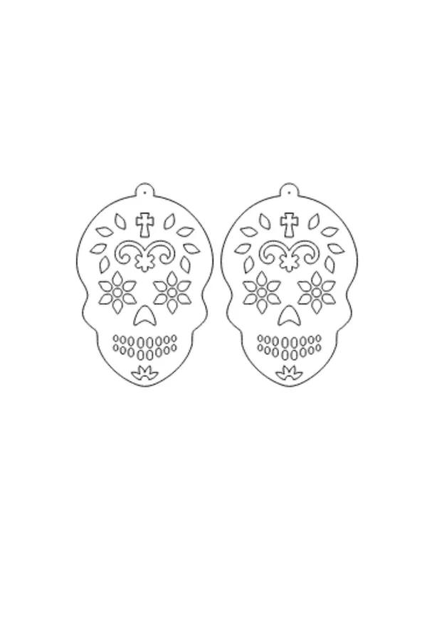 Glow-in-the-Dark Skull Earrings with Ornate Filigree Design