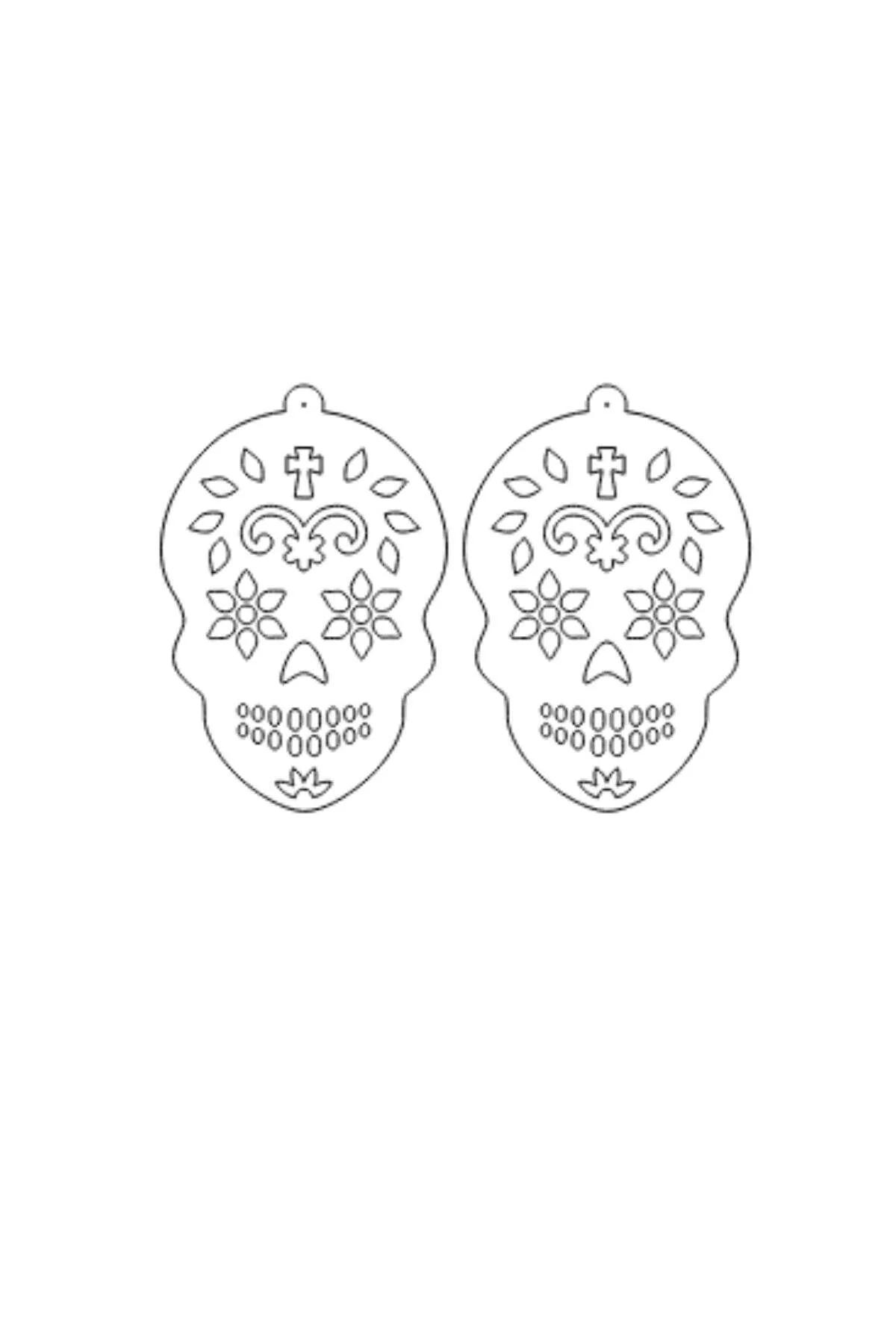Glow-in-the-Dark Skull Earrings with Ornate Filigree Design