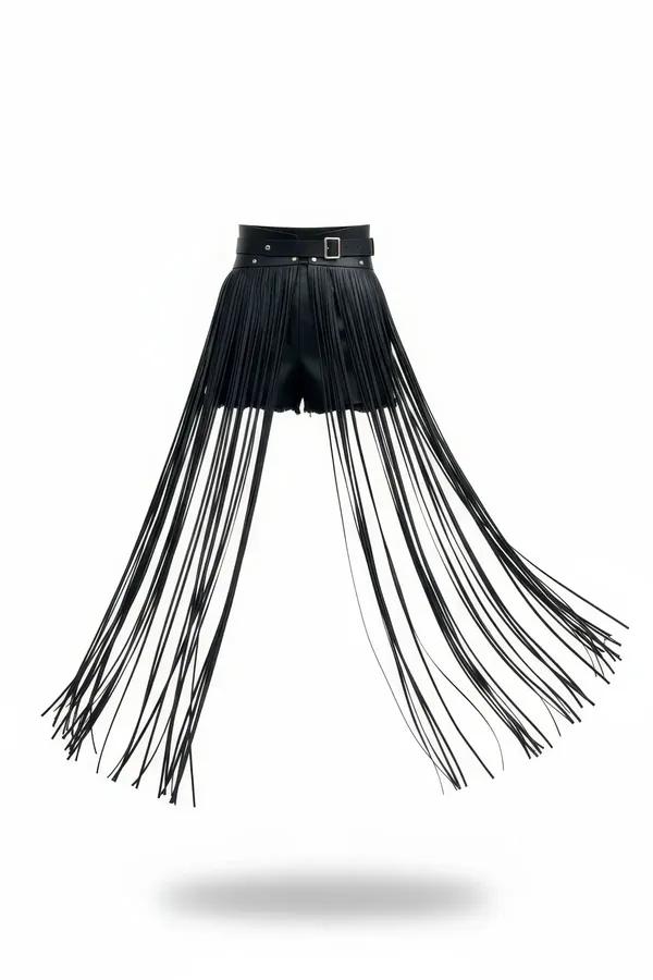 Fringed Waist Harness with High Belt & Floor-Length Straps