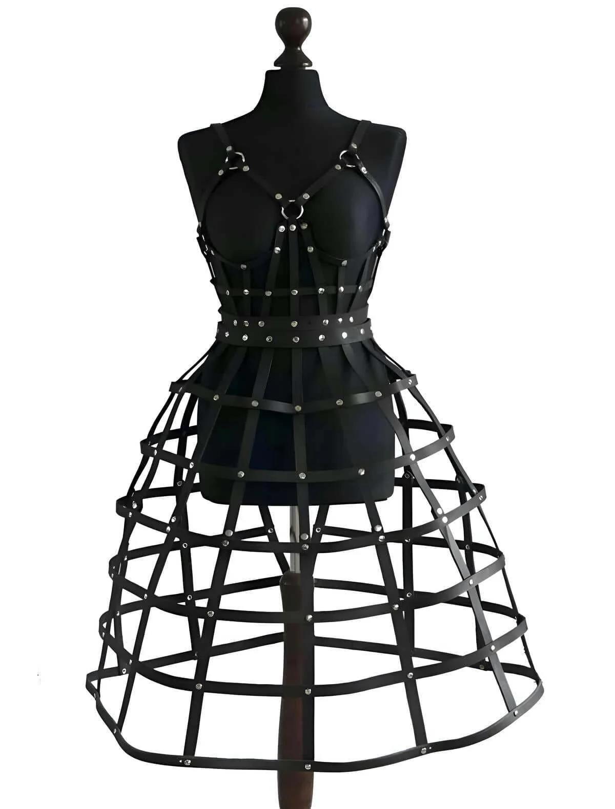 Caged Skirt Harness with Studded Top
