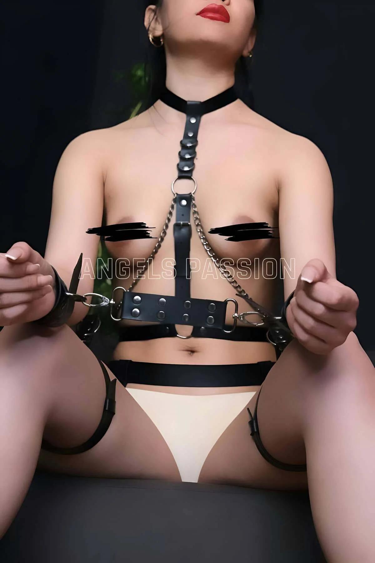 Full Body Faux Leather Harness with Cuffs and Garter Straps