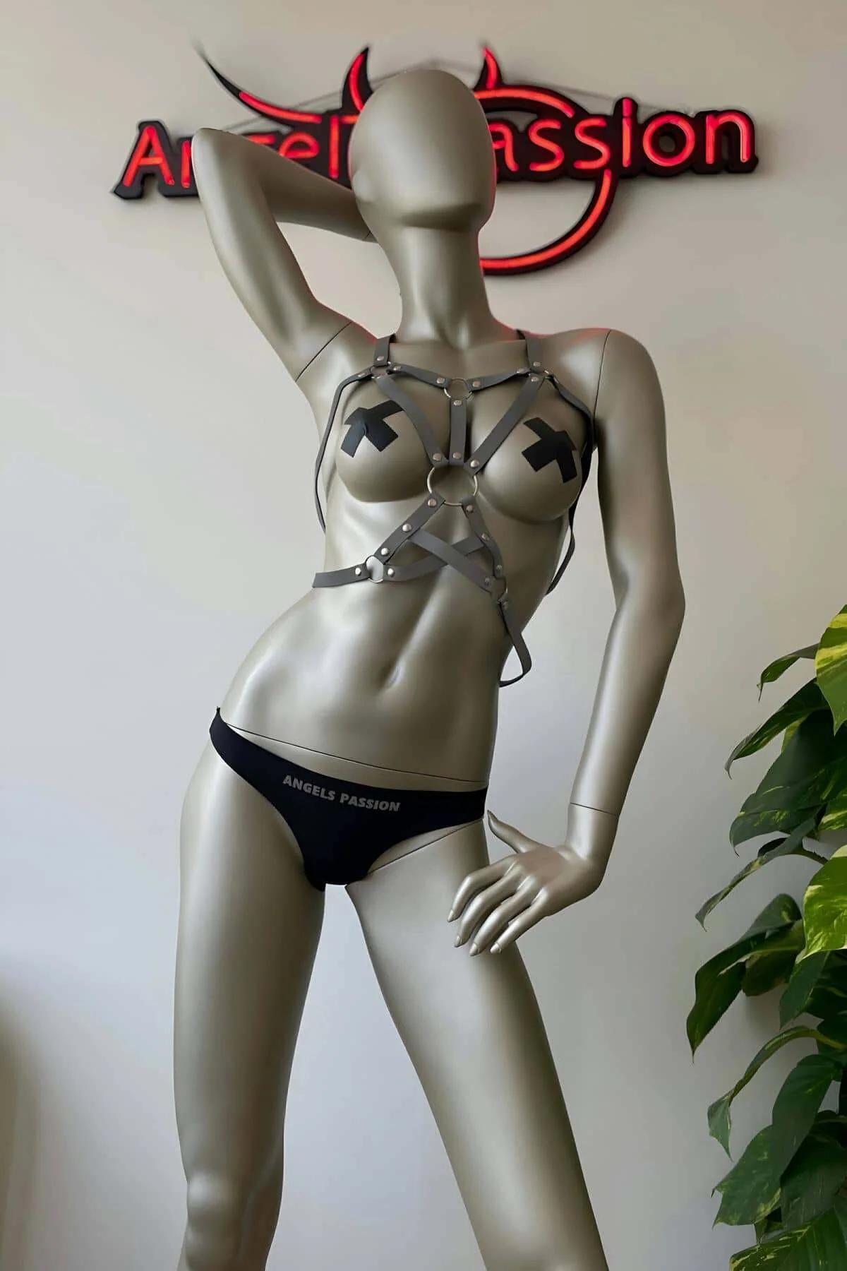 Reflective Strappy Body Harness with Chest Rings