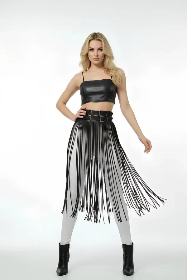 Fringe Overlay Belt with Adjustable Waist Straps