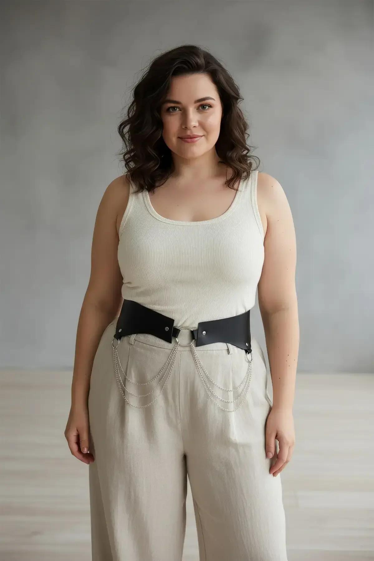 Wide Waist Harness with O-Ring & Draping Hip Chains