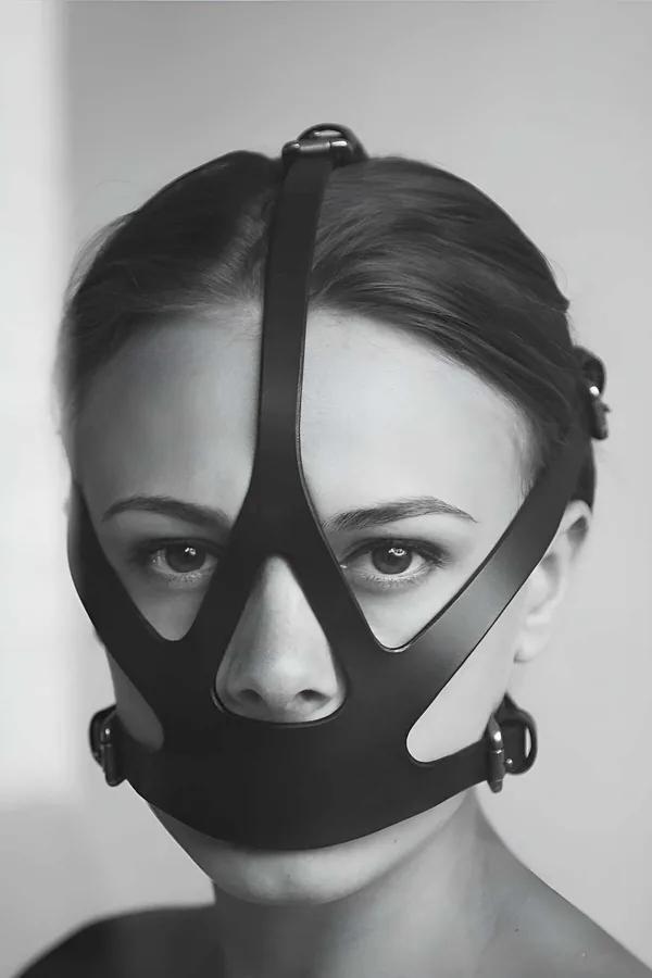 Sculpted Faux Leather Face Mask Harness