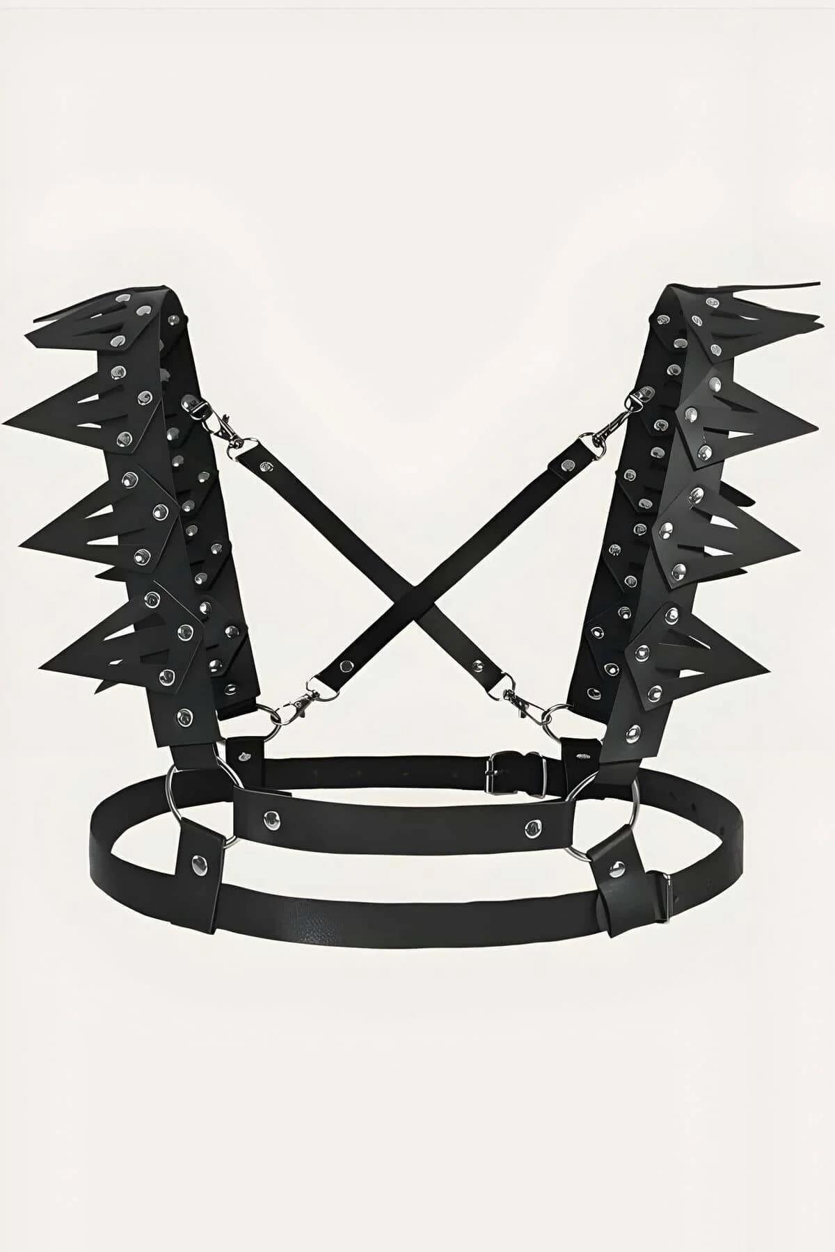 Spiked Faux Leather Chest Harness