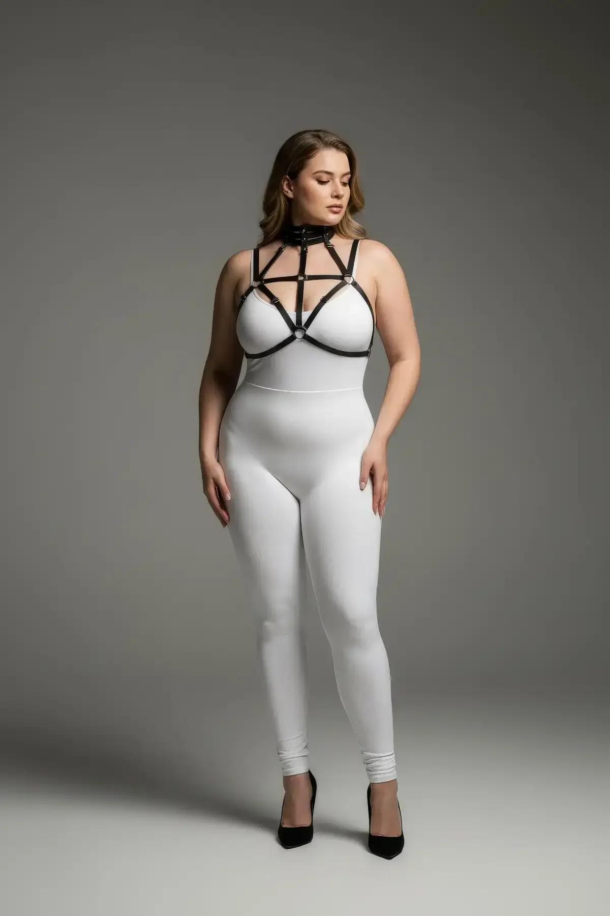 Black Strappy Harness with Choker Neck