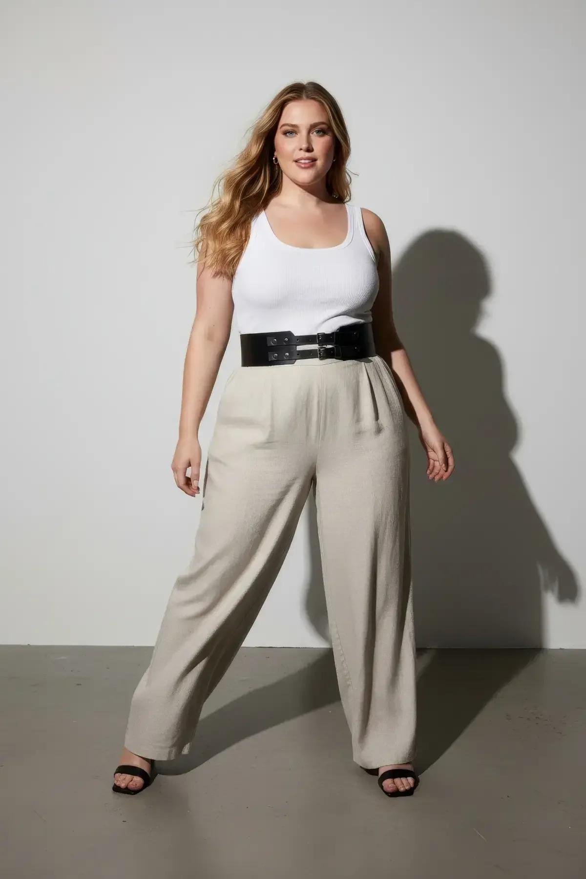 Double Buckle Waspie Waist Belt with Stud Details