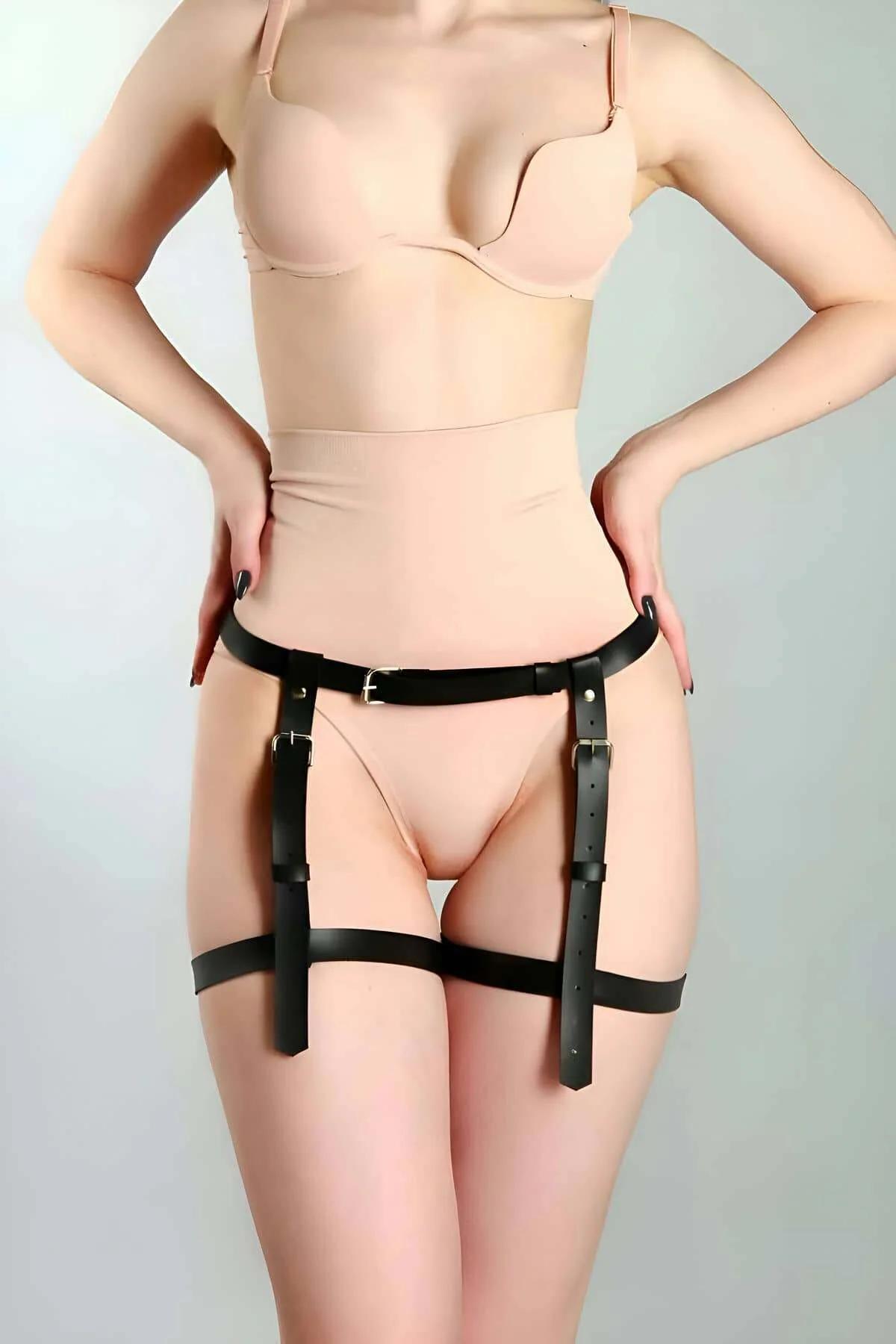 Adjustable Faux Leather Waist & Thigh Garter Harness