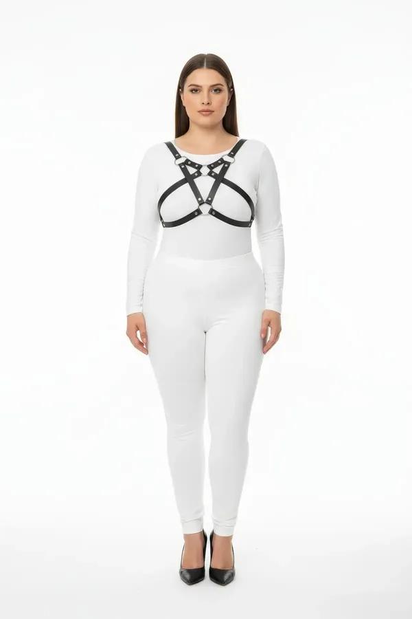 Black Strappy Chest Harness with O-Ring Detail