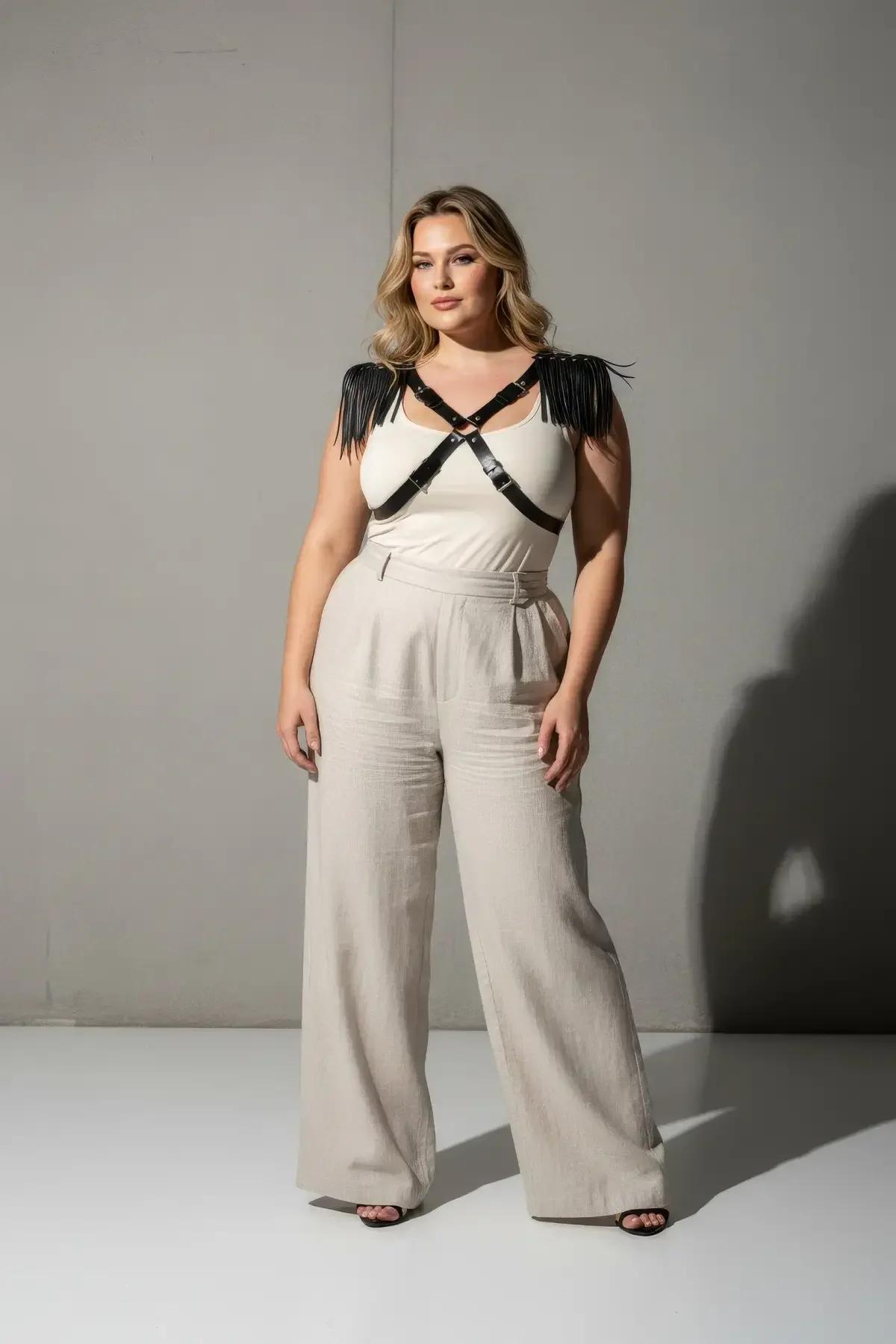 Fringed Shoulder Accent Chest Harness with Adjustable Straps