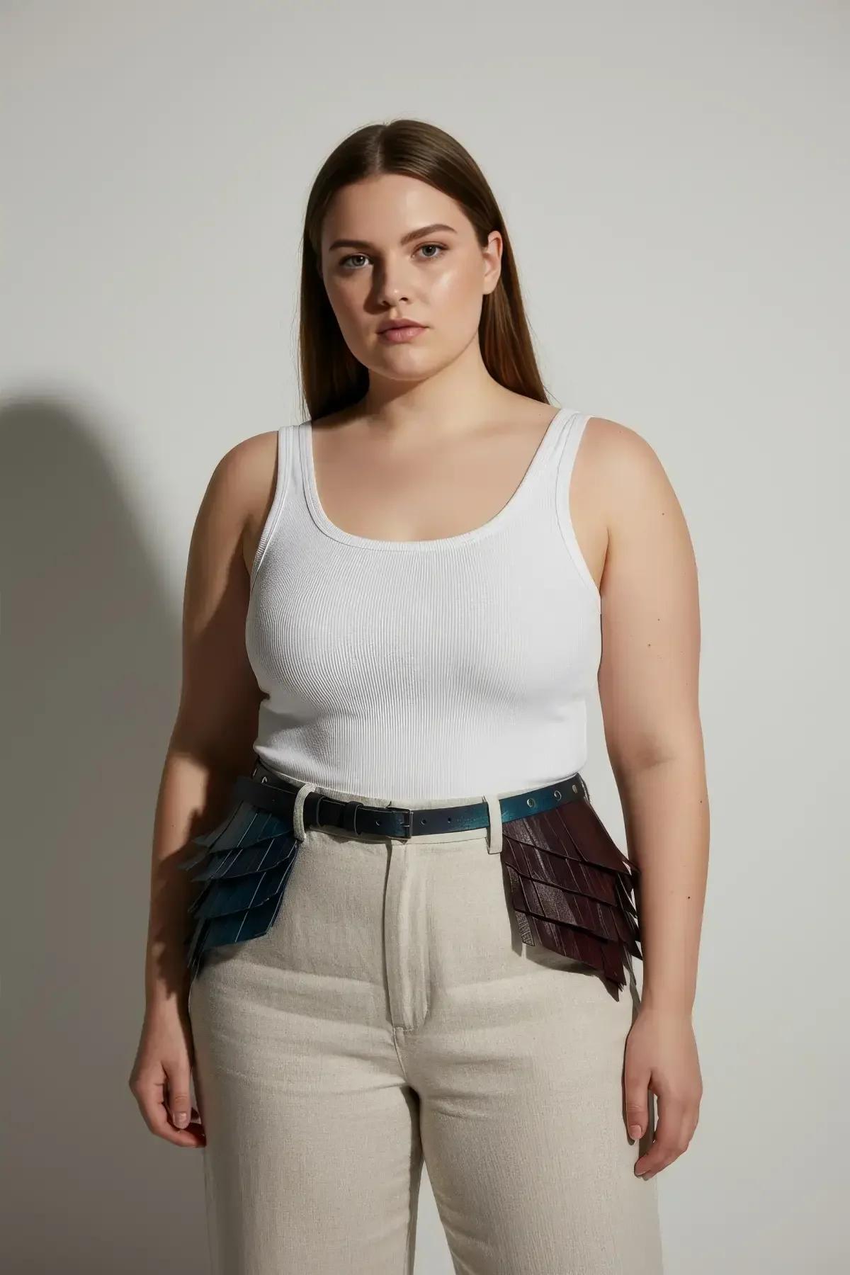 Iridescent Scale Vegan Leather Waist Harness Belt