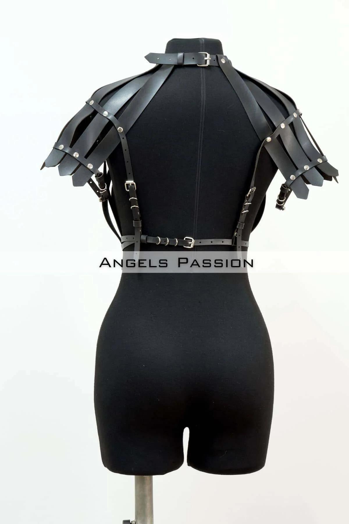 Black Faux Leather Studded Crop Harness Top