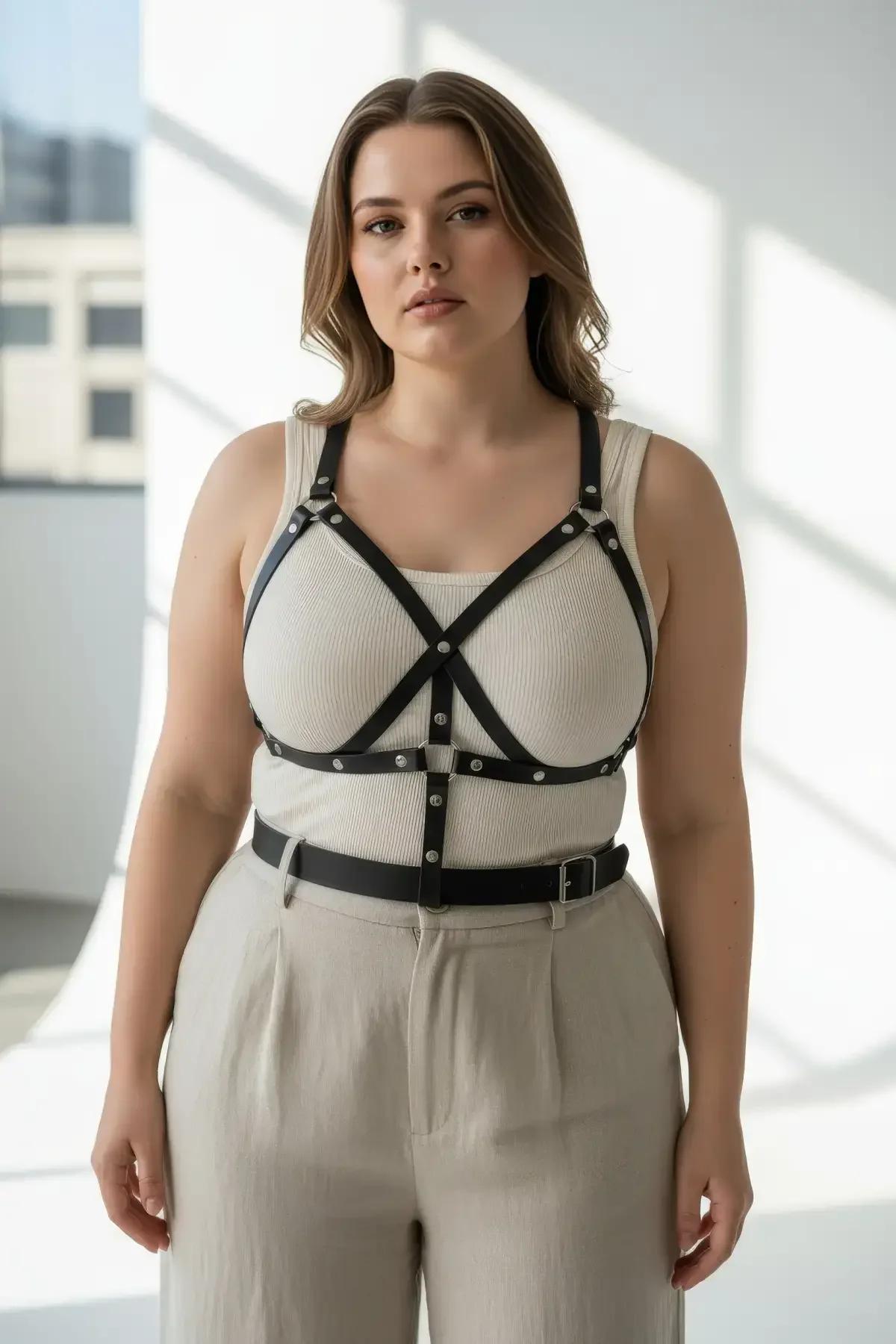 X-Strap Chest Harness with Silver Stud Accents