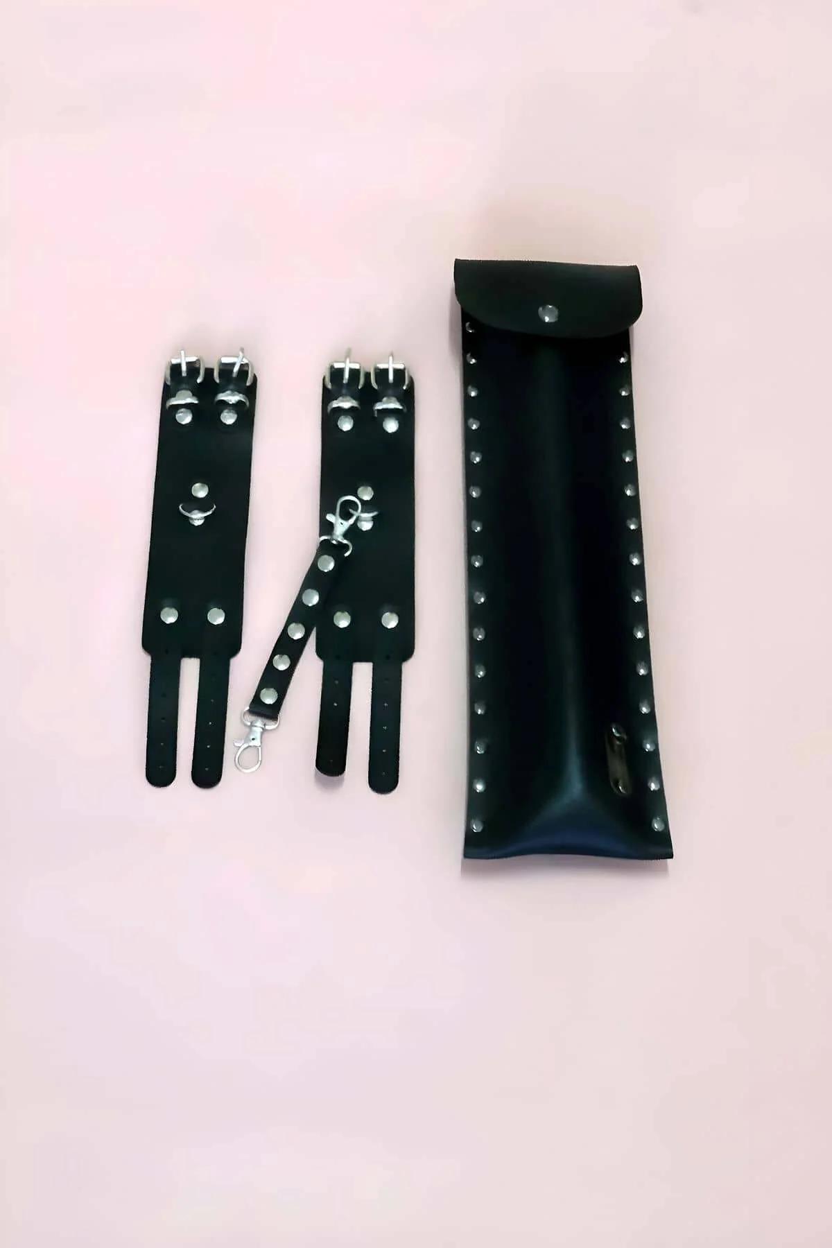 Studded Vegan Leather Fetish-Inspired Accessory Set