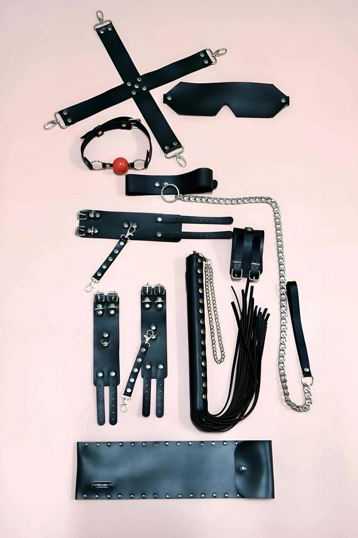 Faux Leather Full Restraint Accessory Set with Mask
