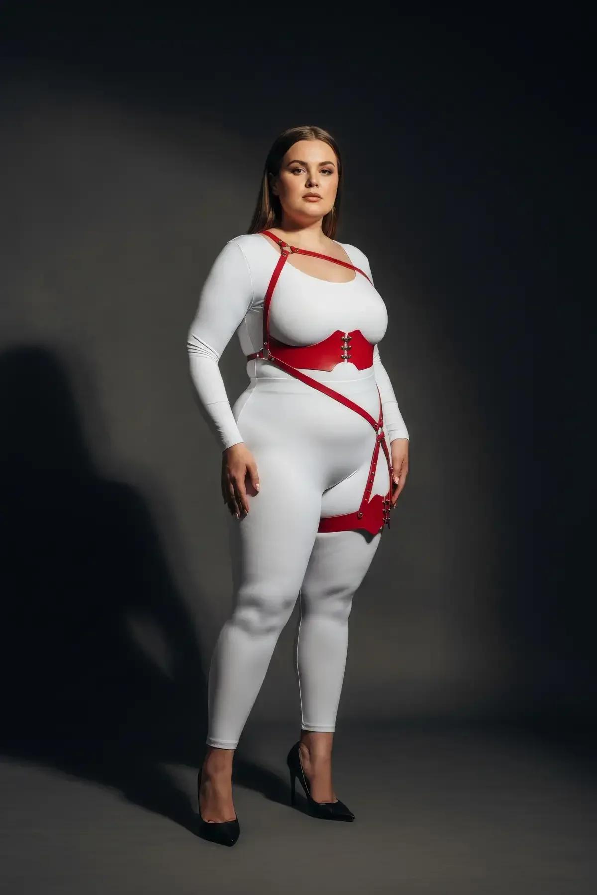 Strappy Body Harness with O-Ring Leg Detail