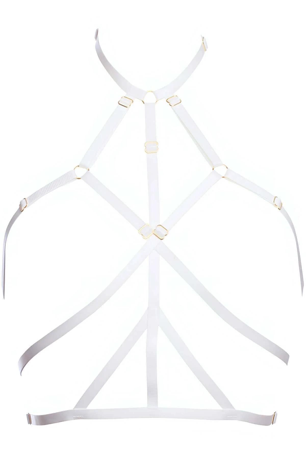 Strappy Chest Harness with Gold Hardware