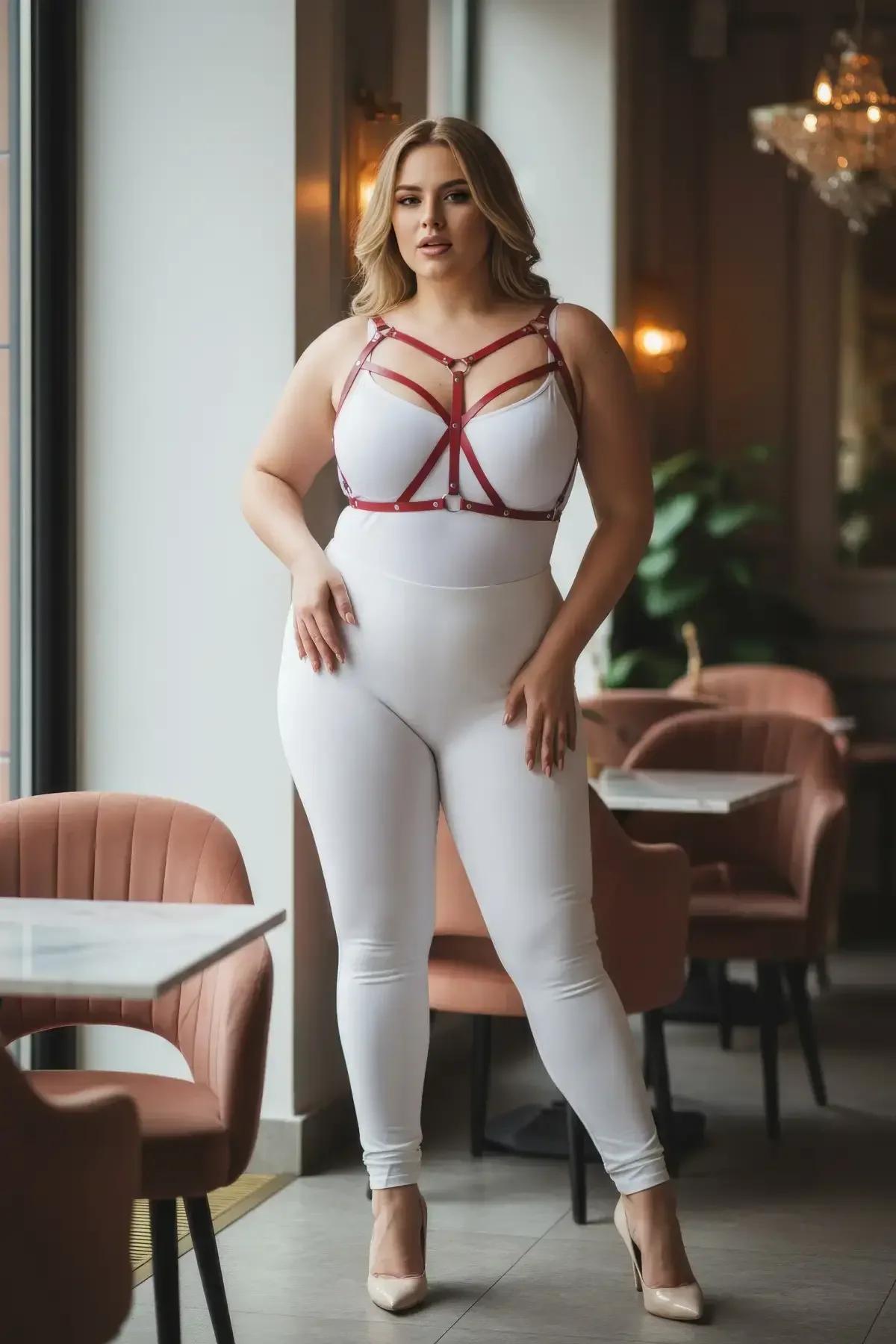Strappy Red Faux Leather Body Harness