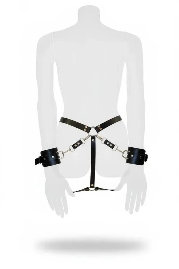 Adjustable Faux Leather Waist Harness with Wrist Straps