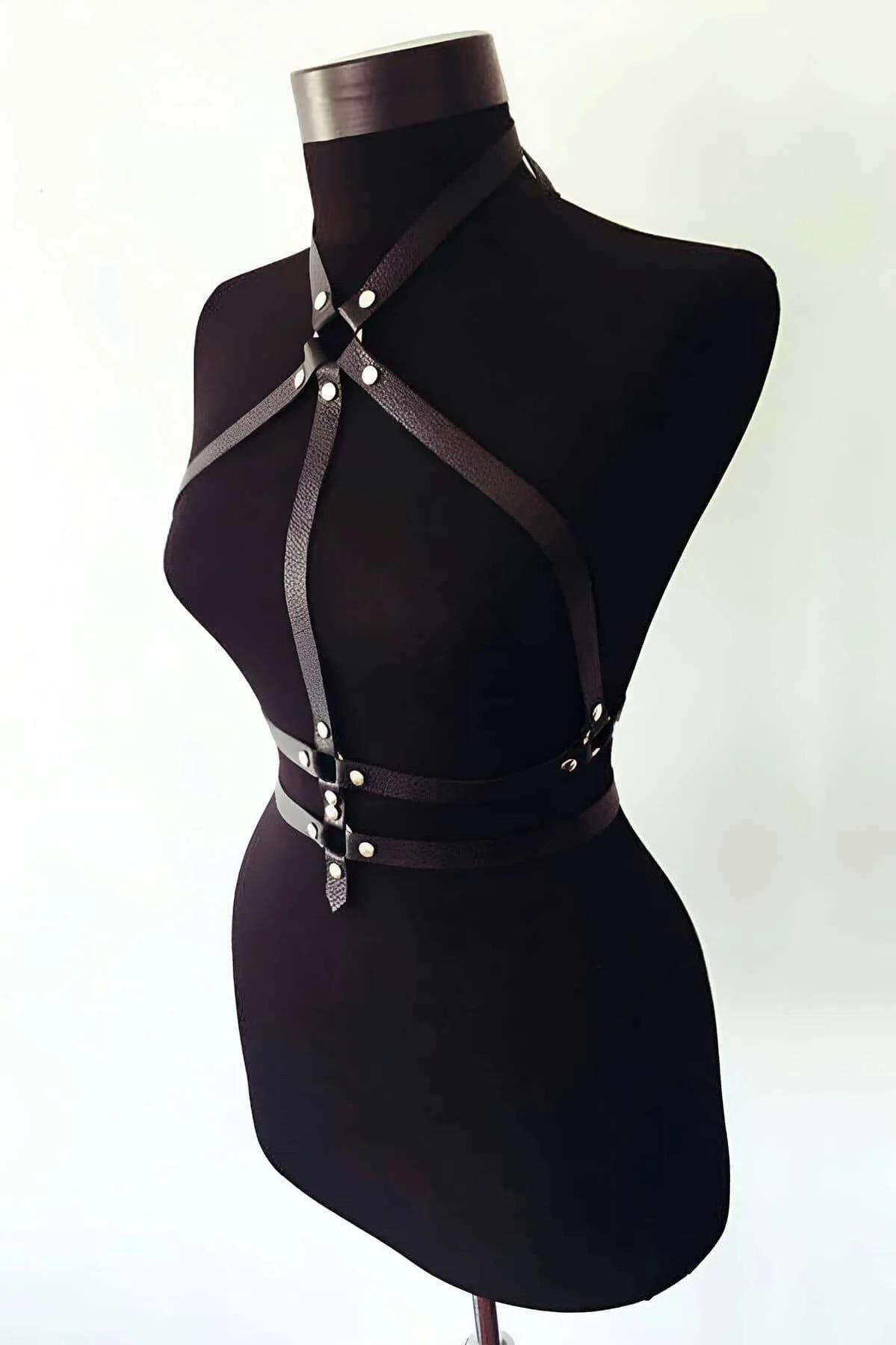 Strappy Body Harness with O-Ring Accent