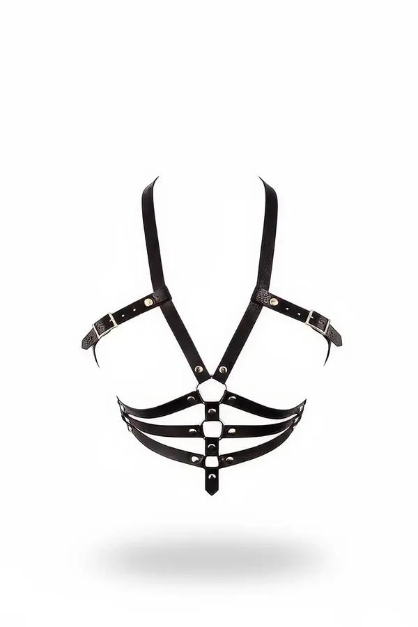 Faux Leather Underbust Chest Harness with Buckle Straps