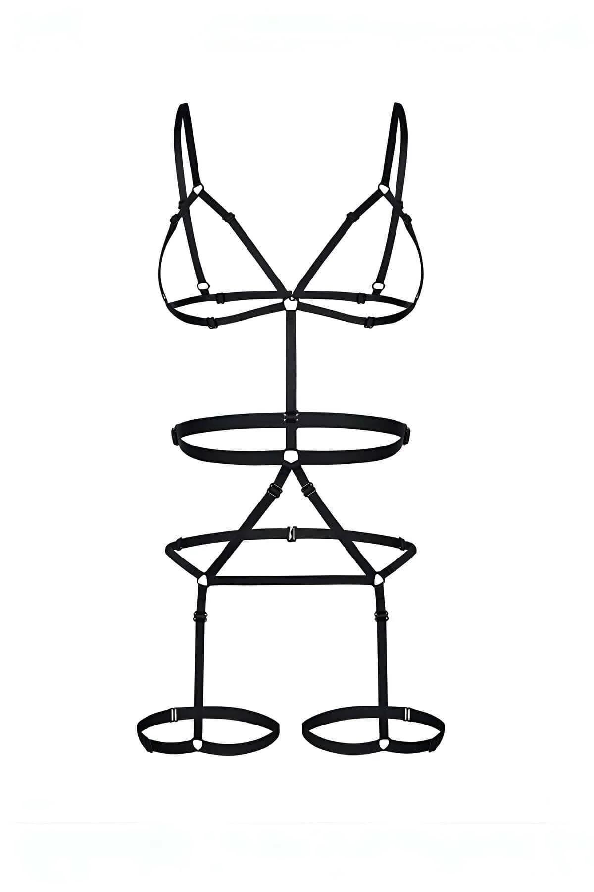 Strappy Body Harness with Adjustable Garter Straps