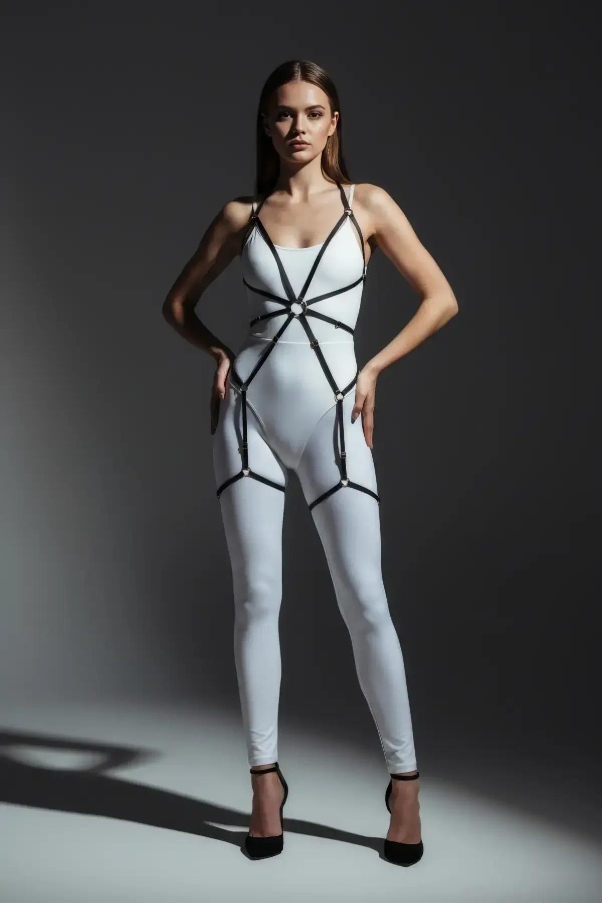 Cage Body Harness with Strappy Leg Garters