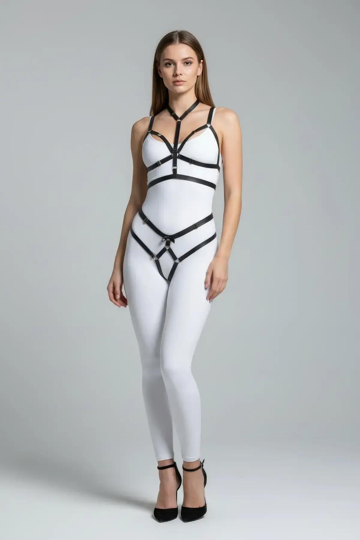 Strappy Body Harness with Bra Top & Waist Details