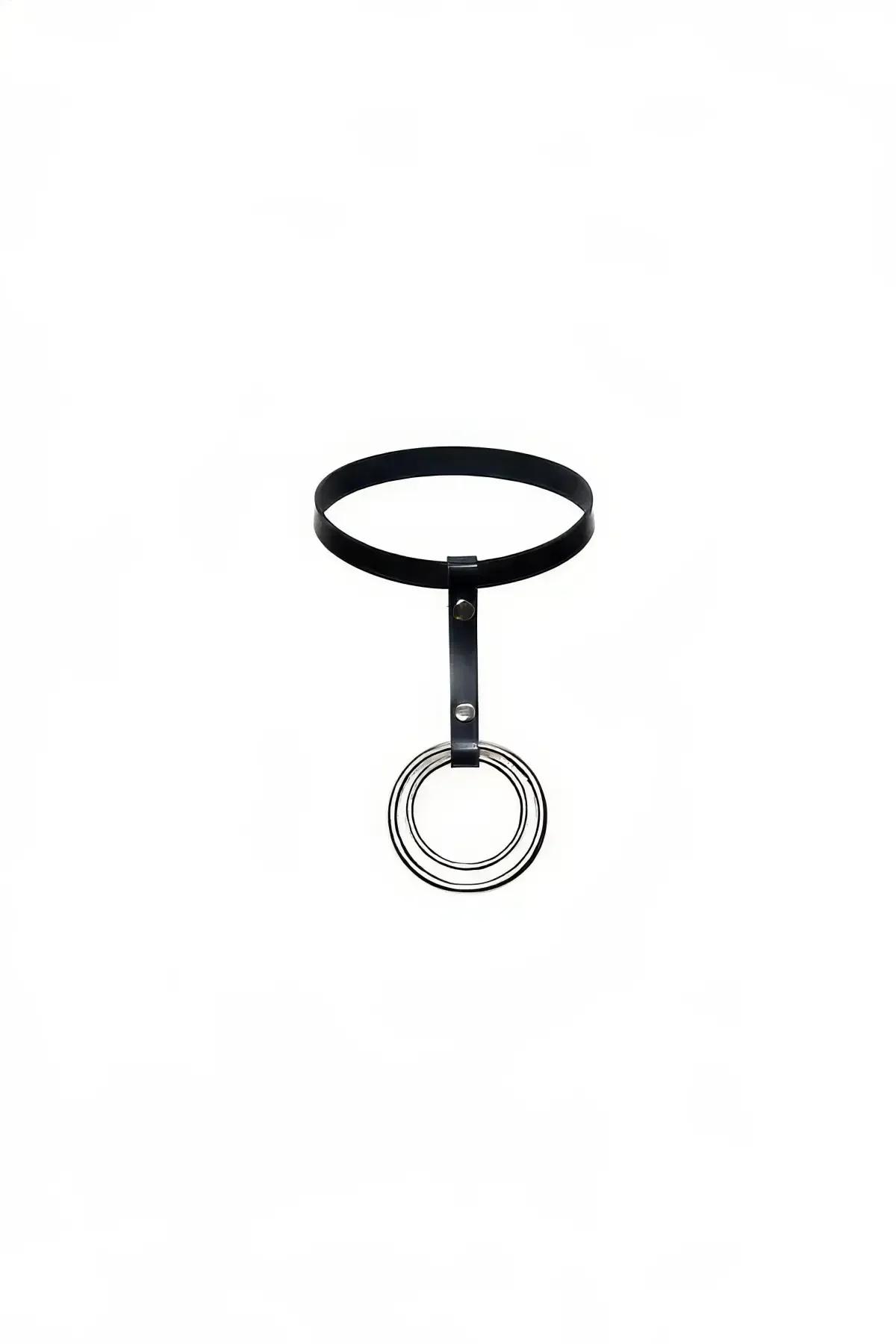 Black Choker with Double O-Ring Pendant