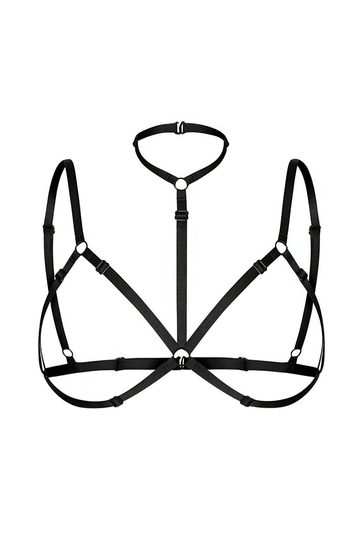 Black Strappy Harness with O-Ring Detail