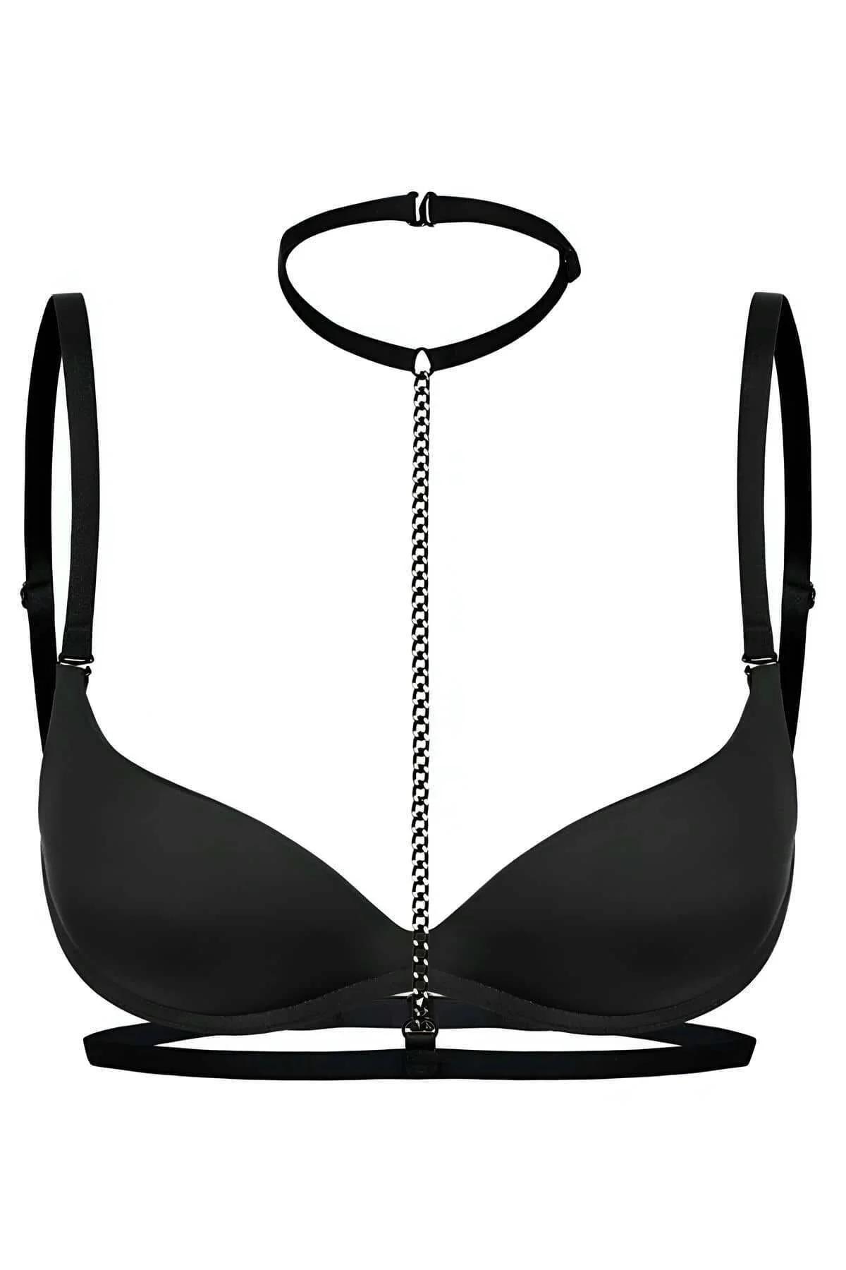 Strappy Choker Body Harness with Chain Detail
