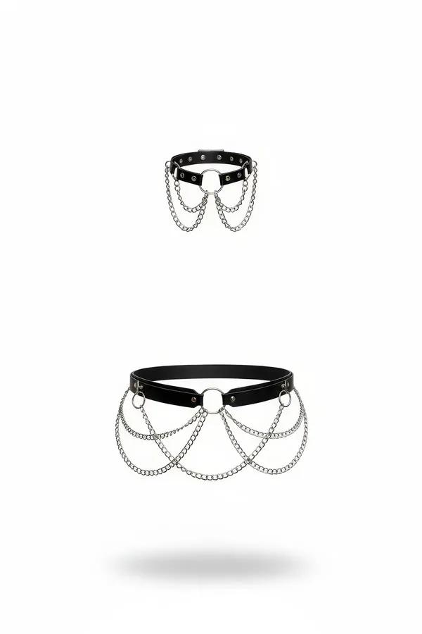 Chain Waist Harness with Draping Silver Hardware