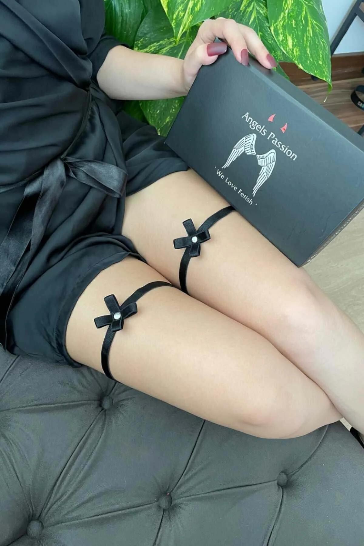 Satin Leg Garters with Pearl Bows