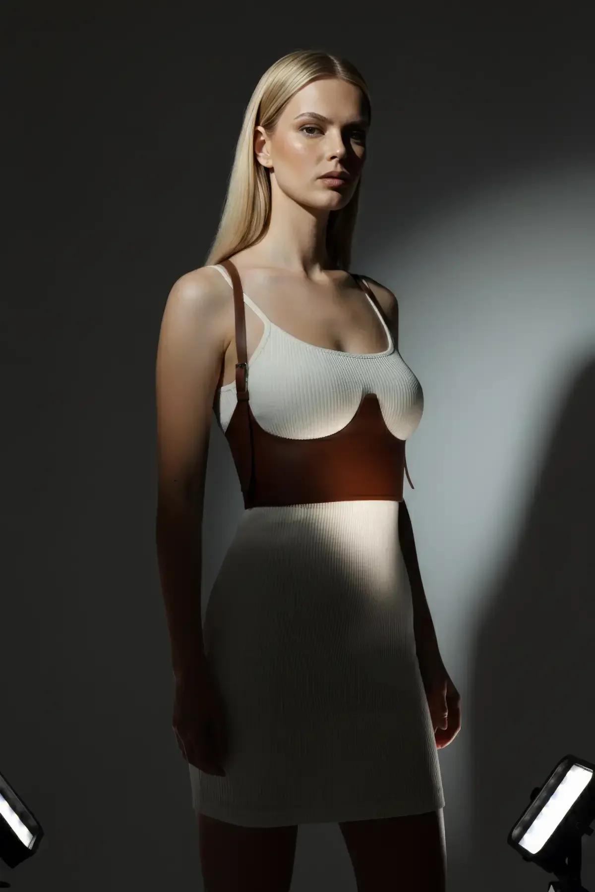 Underbust Harness with Sculpted Faux Leather Cups