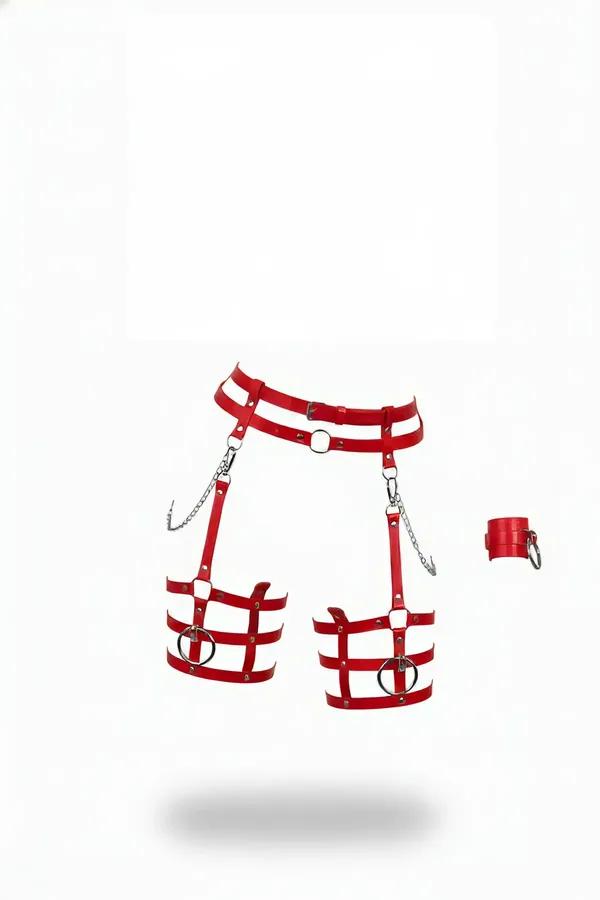 Waist & Thigh Harness Set with Detachable Chains & Cuff