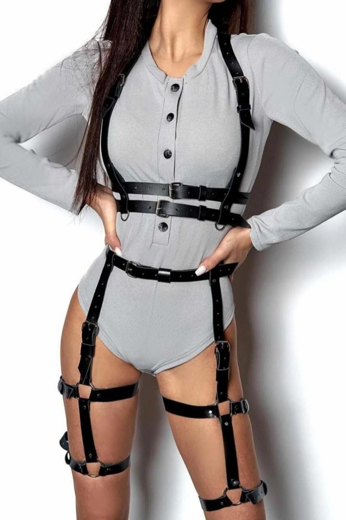 Full Body Harness with Layered Straps & Buckles