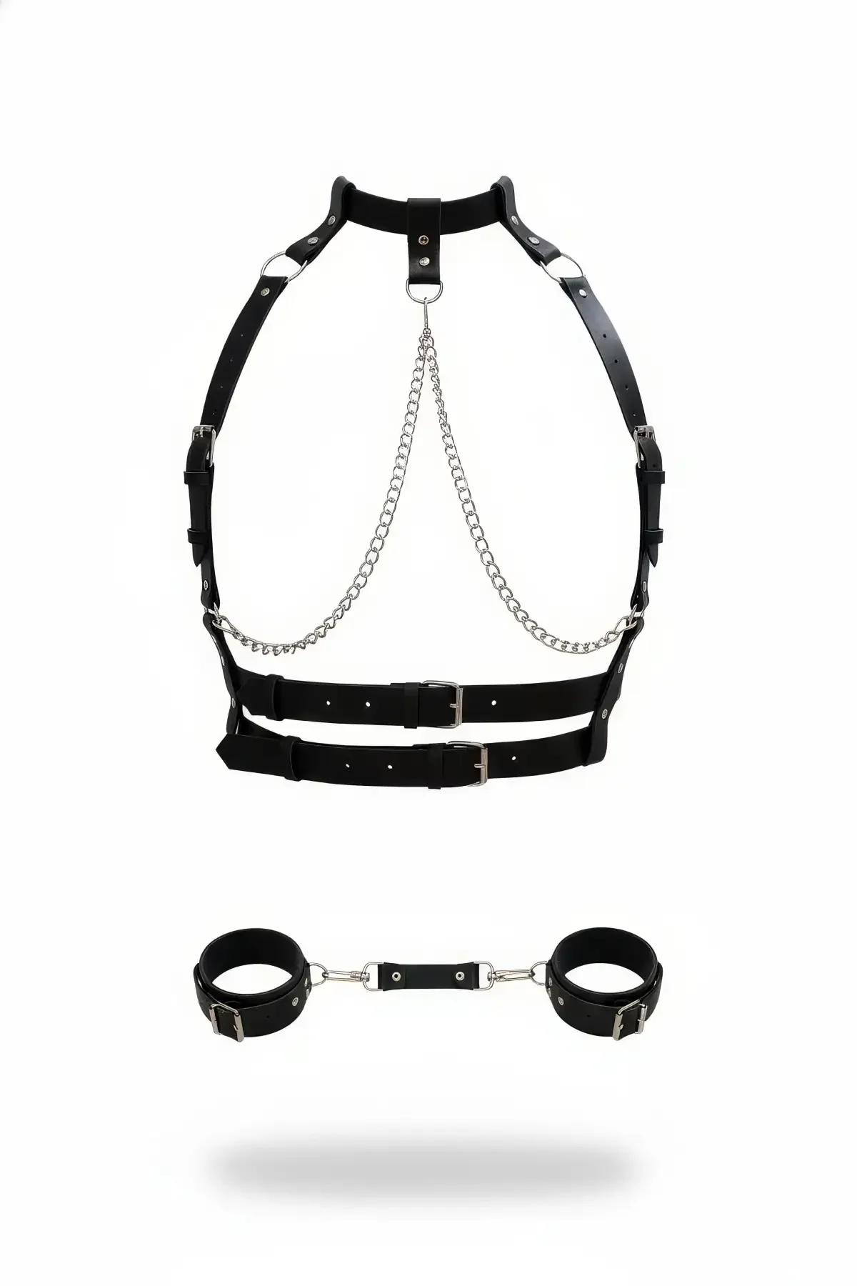 Chain Detail Body Harness with Adjustable Cuffs