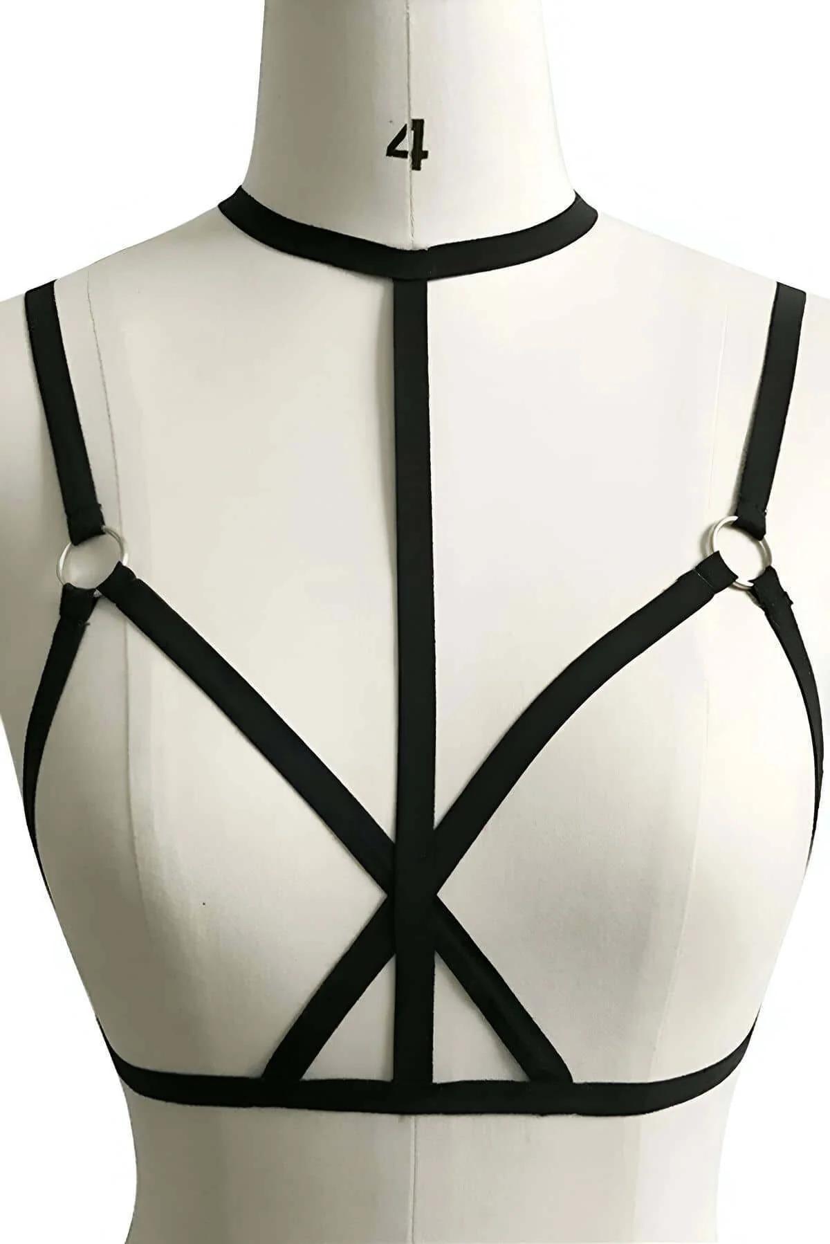 Strappy Black Harness with Choker Neck