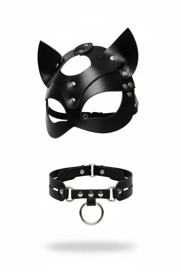 Faux Leather Cat Mask & O-Ring Choker Set
